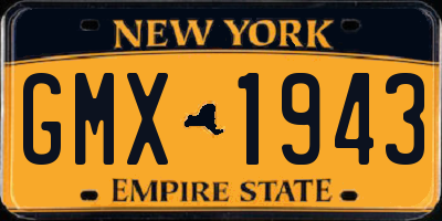 NY license plate GMX1943