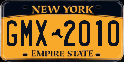 NY license plate GMX2010