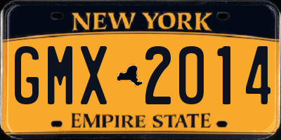 NY license plate GMX2014