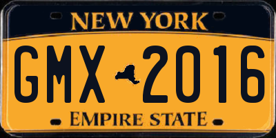 NY license plate GMX2016