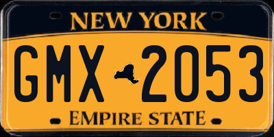 NY license plate GMX2053