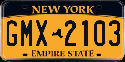 NY license plate GMX2103