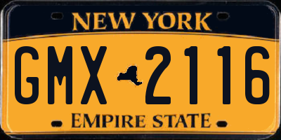 NY license plate GMX2116