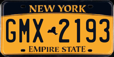 NY license plate GMX2193