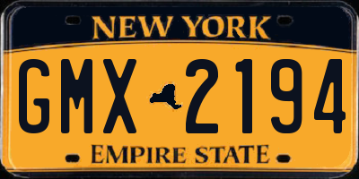 NY license plate GMX2194