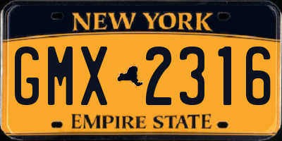 NY license plate GMX2316