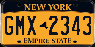 NY license plate GMX2343