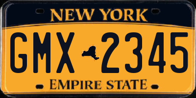 NY license plate GMX2345