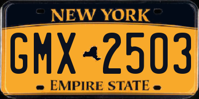 NY license plate GMX2503