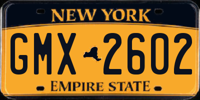 NY license plate GMX2602