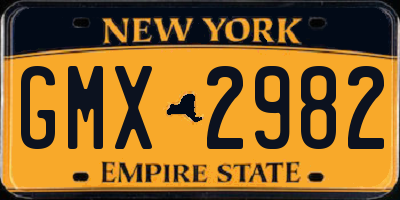 NY license plate GMX2982