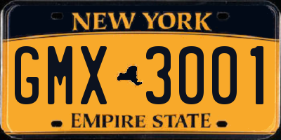 NY license plate GMX3001