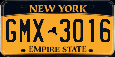 NY license plate GMX3016