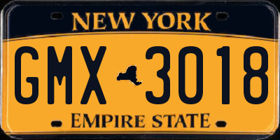 NY license plate GMX3018