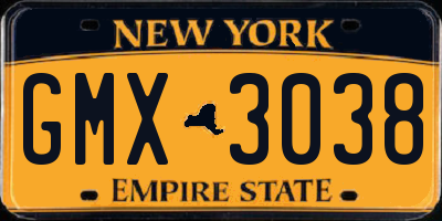 NY license plate GMX3038