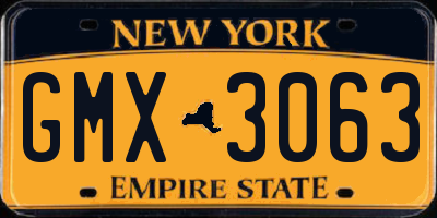 NY license plate GMX3063