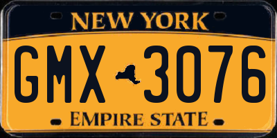 NY license plate GMX3076