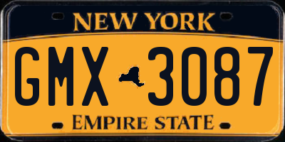 NY license plate GMX3087