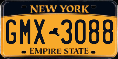 NY license plate GMX3088