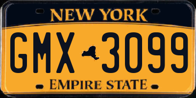 NY license plate GMX3099