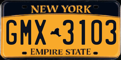 NY license plate GMX3103