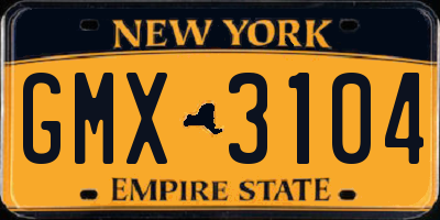 NY license plate GMX3104