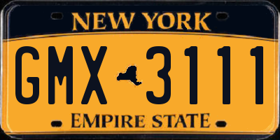 NY license plate GMX3111