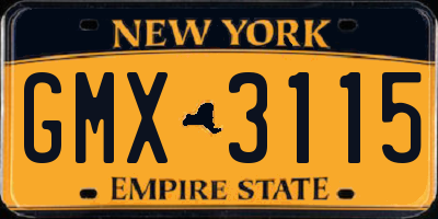 NY license plate GMX3115
