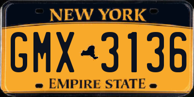 NY license plate GMX3136