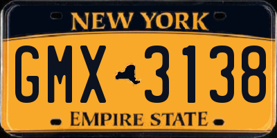 NY license plate GMX3138