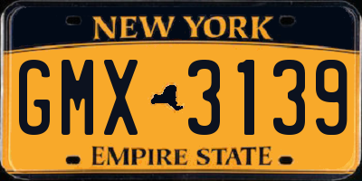 NY license plate GMX3139
