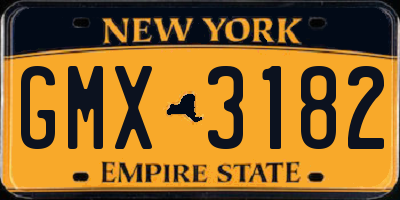 NY license plate GMX3182