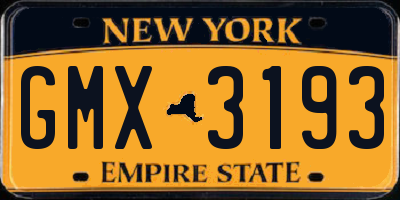 NY license plate GMX3193