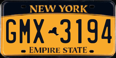 NY license plate GMX3194