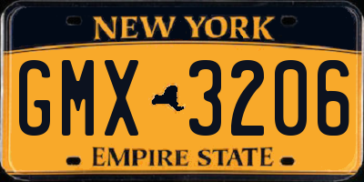 NY license plate GMX3206