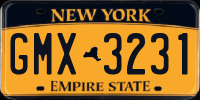 NY license plate GMX3231
