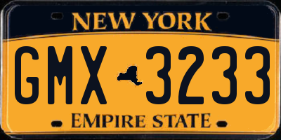 NY license plate GMX3233