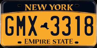 NY license plate GMX3318