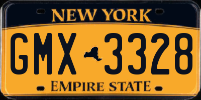 NY license plate GMX3328