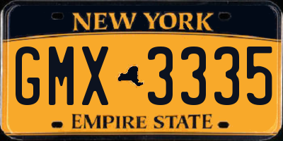 NY license plate GMX3335