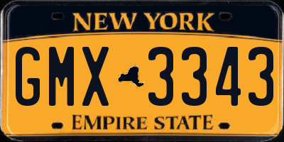 NY license plate GMX3343