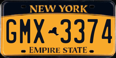 NY license plate GMX3374