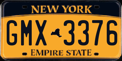 NY license plate GMX3376