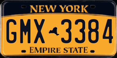 NY license plate GMX3384