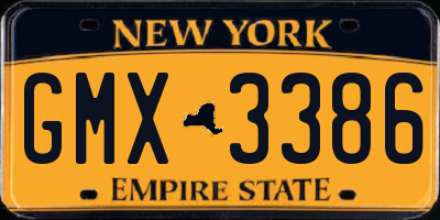 NY license plate GMX3386