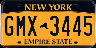 NY license plate GMX3445