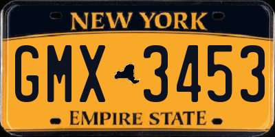 NY license plate GMX3453
