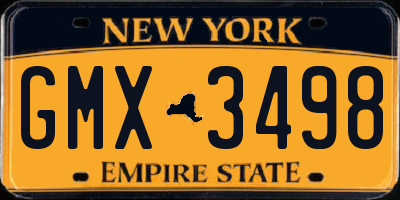 NY license plate GMX3498