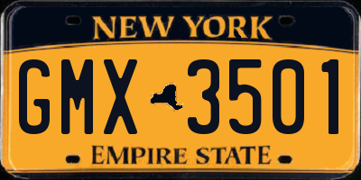 NY license plate GMX3501