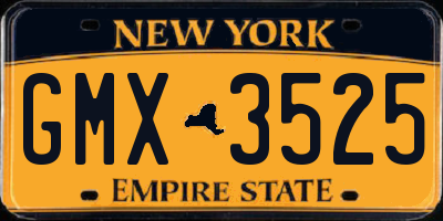 NY license plate GMX3525